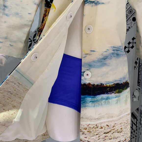 NWOT🌸424 FIFTH Lord & Taylor Tropical Palm Beach Print Dress Jacket - Picture 6 of 17